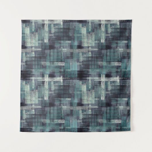 Abstract textured grey blue grunge pattern. タペストリー (正面)