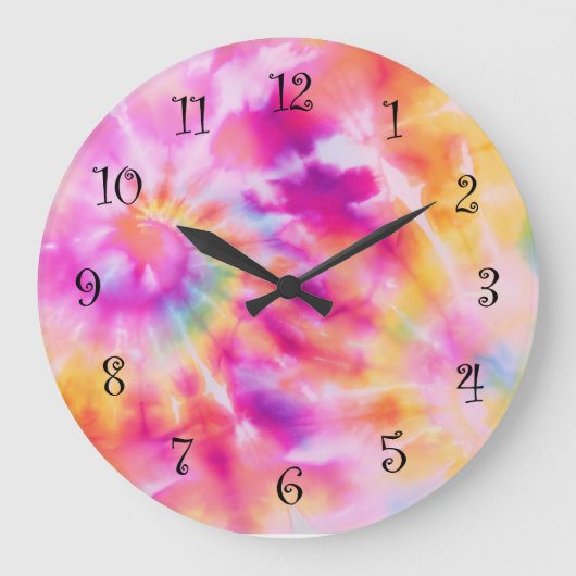 Abstract Tie Dye Style Wall Decor Clocks ラージ壁時計 (正面)