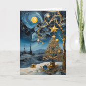 Abstract Time Art Card | Modern Christmas Greeting カード (正面)