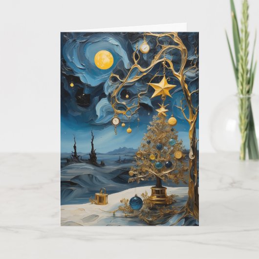 Abstract Time Art Card | Modern Christmas Greeting カード (正面)