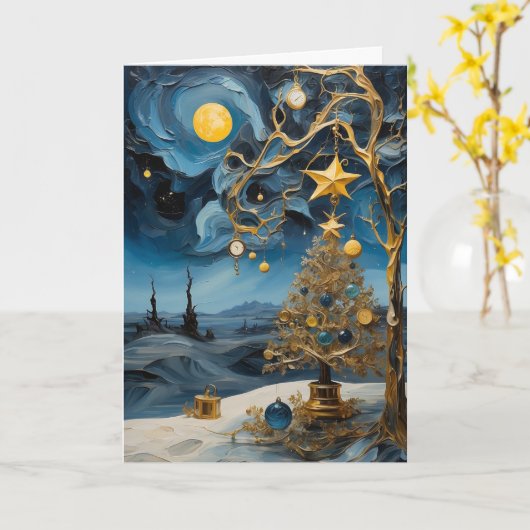 Abstract Time Art Card | Modern Christmas Greeting カード (黄色い花)