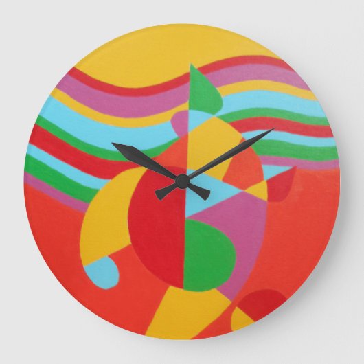 Abstract Time in Technicolor Round Clock ラージ壁時計 (正面)