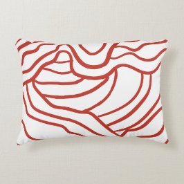 Abstract Topographic Line Art – Red Contour Map-In アクセントクッション