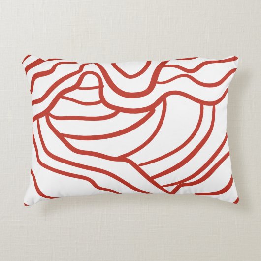 Abstract Topographic Line Art – Red Contour Map-In アクセントクッション (正面)