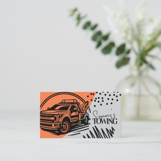 Abstract Towing Services Logo QR Code 名刺 (スタンド正面)