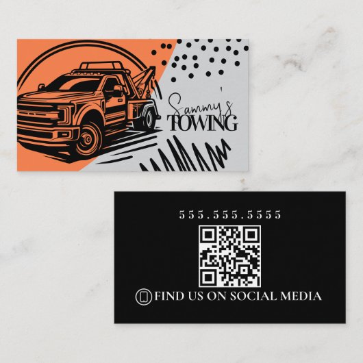 Abstract Towing Services Logo QR Code 名刺 (正面/裏面)