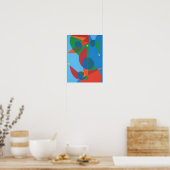 Abstract Treble Clef Blue Harmony Print ポスター (キッチン)