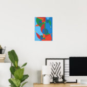 Abstract Treble Clef Blue Harmony Print ポスター (ホームオフィス)