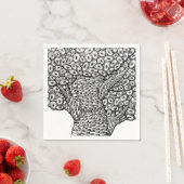 Abstract Tree Drawing Oval Shapes Design スタンダードカクテルナプキン (インサイチュ)