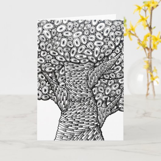 Abstract Tree Drawing Oval Shapes Design Card カード (黄色い花)