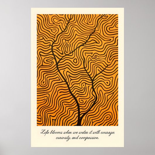 Abstract Tree Line Art Print Inspirational Growth ポスター (正面)