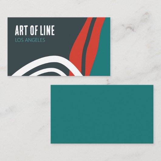 Abstract trendy line art in blue red and white  名刺 (正面/裏面)