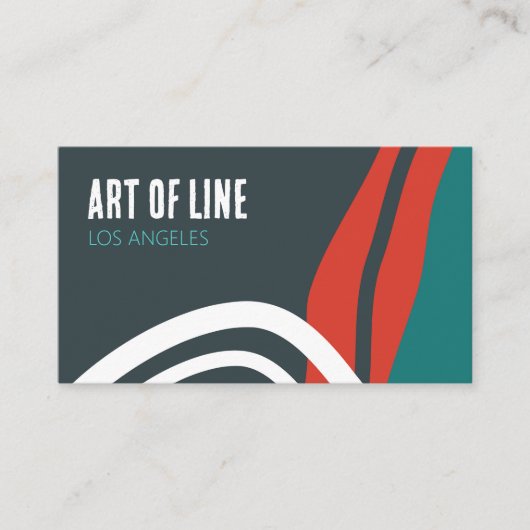 Abstract trendy line art in blue red and white  名刺 (正面)