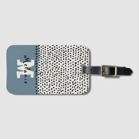 Abstract trendy minimal  hand sketched Monogram  ラゲッジタグ (正面横)