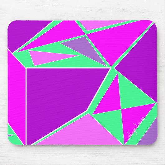 Abstract triangles purple and green マウスパッド (正面)