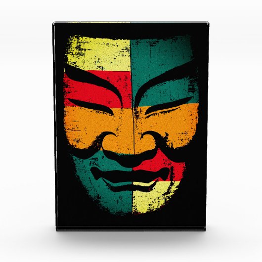 Abstract Tribal Mask Wall Art – Colorful Distresse フォトブロック (正面)