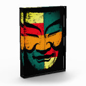 Abstract Tribal Mask Wall Art – Colorful Distresse フォトブロック (左)