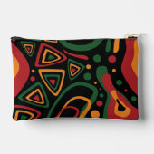 Abstract Tribal Shapes Pattern in Red, Gold, Green アクセサリーポーチ (裏面)