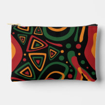 Abstract Tribal Shapes Pattern in Red, Gold, Green