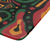 Abstract Tribal Shapes Pattern in Red, Gold, Green カッティングボード (角)