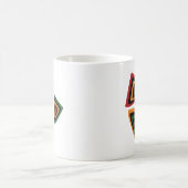 Abstract Tribal Shapes Pattern in Red, Gold, Green コーヒーマグカップ (中央)