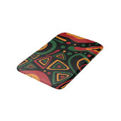 Abstract Tribal Shapes Pattern in Red, Gold, Green バスマット (アングル)