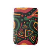 Abstract Tribal Shapes Pattern in Red, Gold, Green バスマット (正面縦)