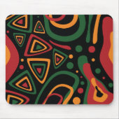 Abstract Tribal Shapes Pattern in Red, Gold, Green マウスパッド (正面)