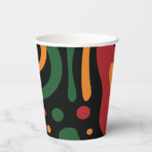 Abstract Tribal Shapes Pattern in Red, Gold, Green 紙コップ (裏面)