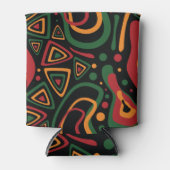 Abstract Tribal Shapes Pattern in Red, Gold, Green 缶クーラー (正面)