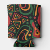 Abstract Tribal Shapes Pattern in Red, Gold, Green 缶クーラー (裏面)