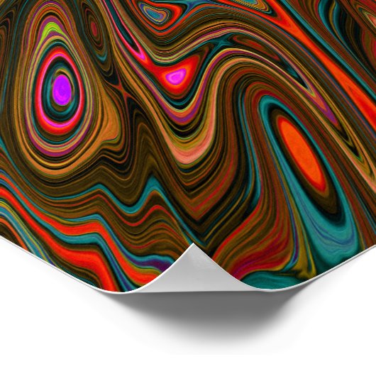 Abstract Trippy Orange and Magenta Butterfly ポスター (角)