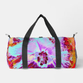 Abstract Tropical Aqua and Purple Hibiscus Flower ダッフルバッグ (正面)