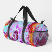 Abstract Tropical Aqua and Purple Hibiscus Flower ダッフルバッグ (右コーナー)