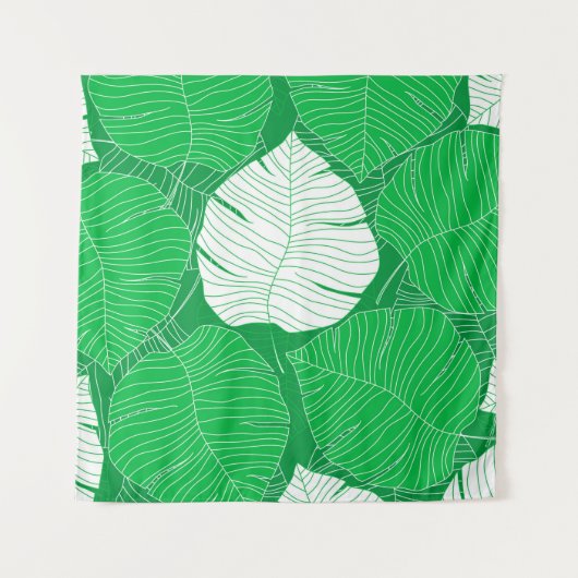 Abstract tropical leaf painting design タペストリー (正面)
