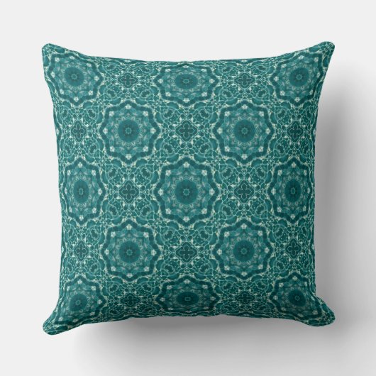 Abstract Turquoise Aqua Mosaic Geometric Backgroun クッション (裏面)