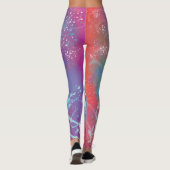 Abstract Turquoise Paint Splatter Blue Purple Legg レギンス (裏面)