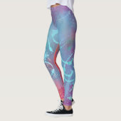 Abstract Turquoise Paint Splatter Blue Purple Legg レギンス (左)