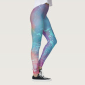 Abstract Turquoise Paint Splatter Blue Purple Legg レギンス (右)