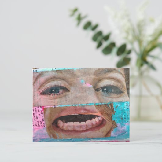 abstract unique collage with a eyes and mouth ポストカード (スタンド正面)