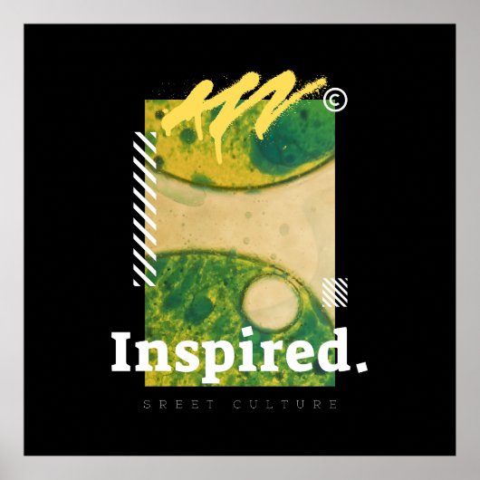 Abstract Urban Art Green & Yellow Aesthetic ポスター (正面)