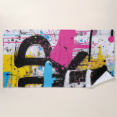 Abstract Urban Graffiti Splash Art ビーチタオル (正面)