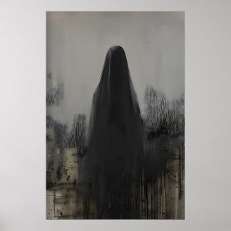 Abstract Veiled Person Gothic Art Printable Poster ポスター