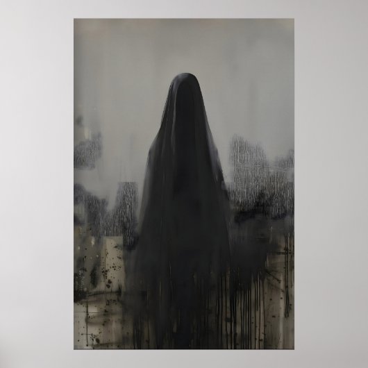 Abstract Veiled Person Gothic Art Printable Poster ポスター (正面)