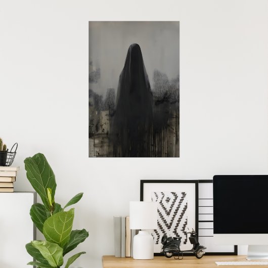 Abstract Veiled Person Gothic Art Printable Poster ポスター (ホームオフィス)