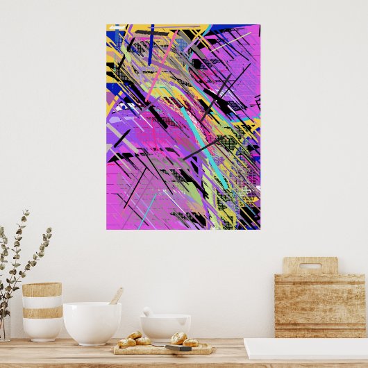 Abstract Vibrant 80s ポスター (キッチン)
