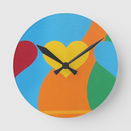 Abstract Vibrant Heart Shapes Round Clock ラウンド壁時計 (正面)