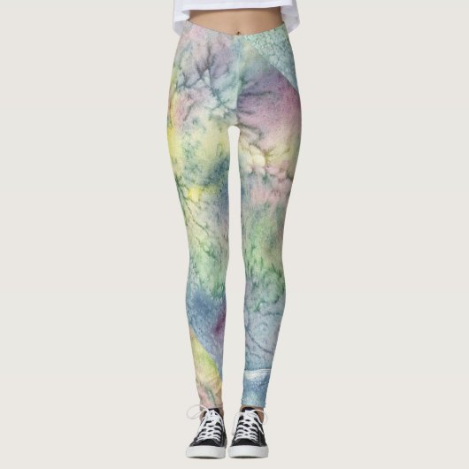 Abstract Vibrant Pattern Psychedelic Color Burst レギンス (正面)