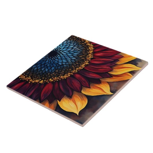 Abstract Vibrant Sunflower and Sunflower Seeds  タイル (側面)