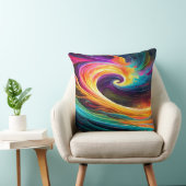 Abstract Vibrant Wave Throw Pillow クッション (椅子)